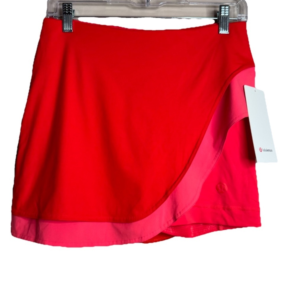 NWT Lululemon Asymmetrical Layered HR Tennis Skirt skort Sizes 6 Red/ Pink H20